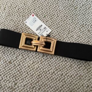 Zara Black Belt with Gold Buckle